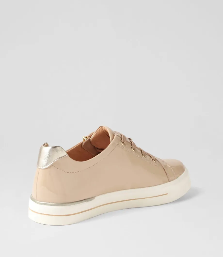 Audry W Latte Gold Wrinkle Patent Leather Sneakers
