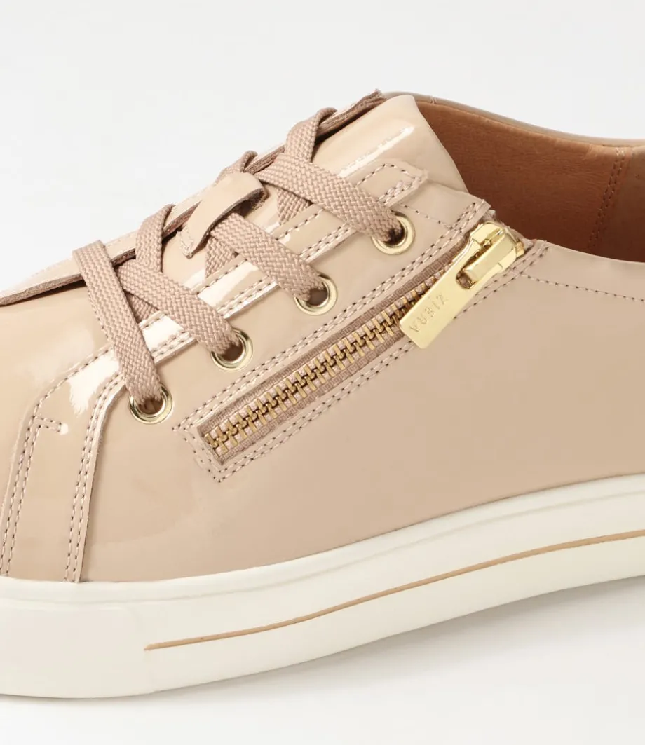 Audry W Latte Gold Wrinkle Patent Leather Sneakers
