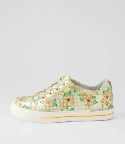 Audry W Orange Cut Pale Gold Leather Sneakers