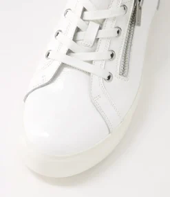 Audry W White Wrinkle Patent Leather Sneakers