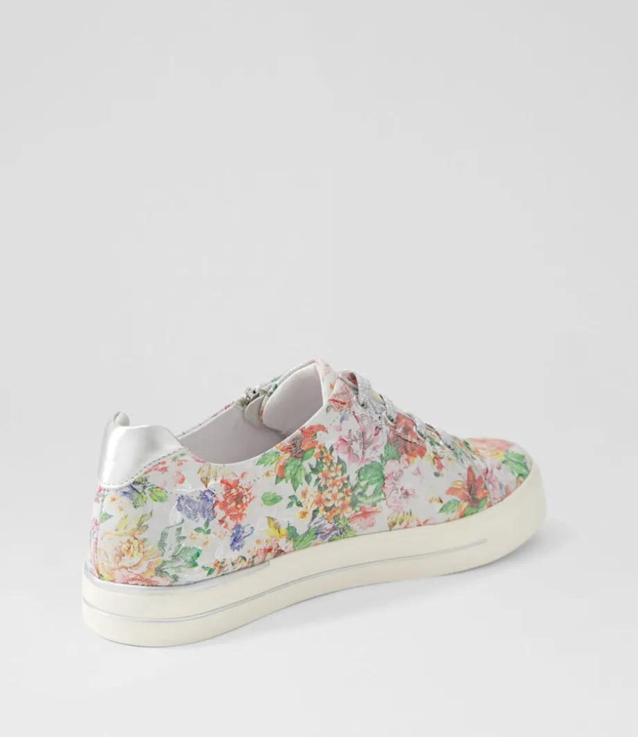 Audry W Wild Flower Silver Leather Sneakers