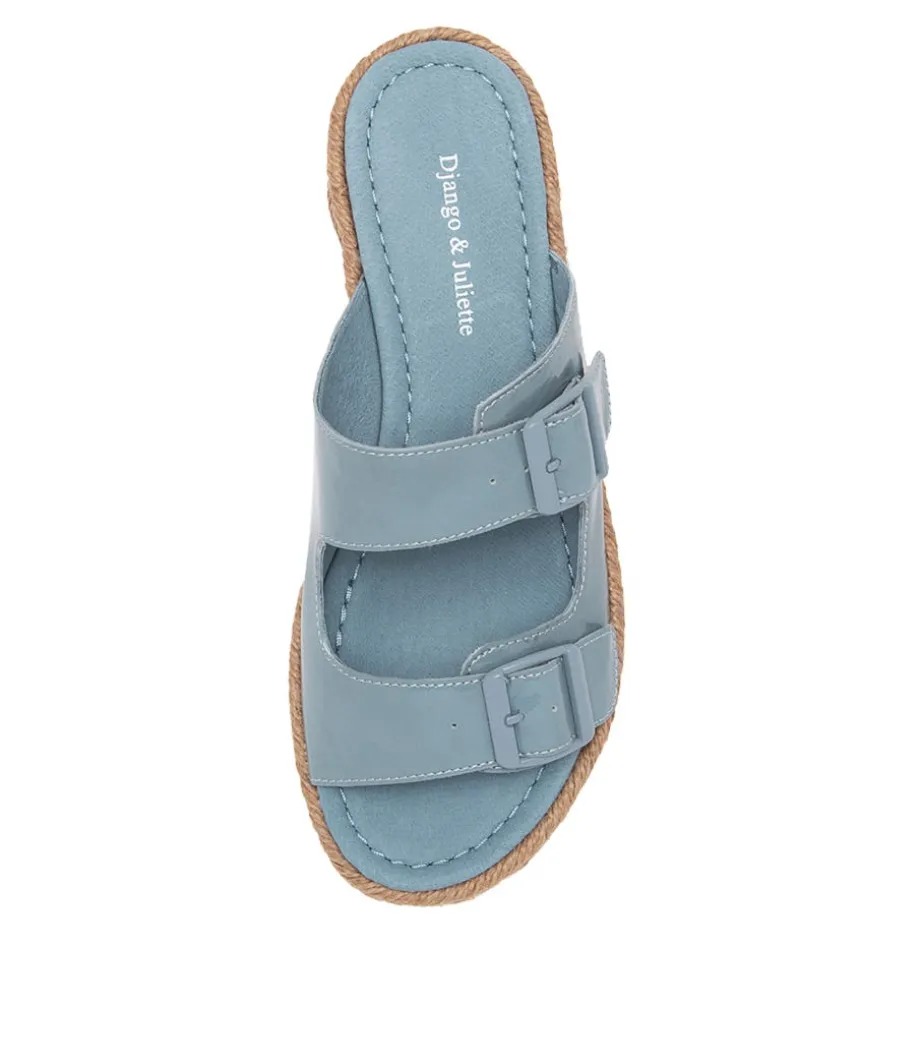 Axel Denim Patent Leather Sandals