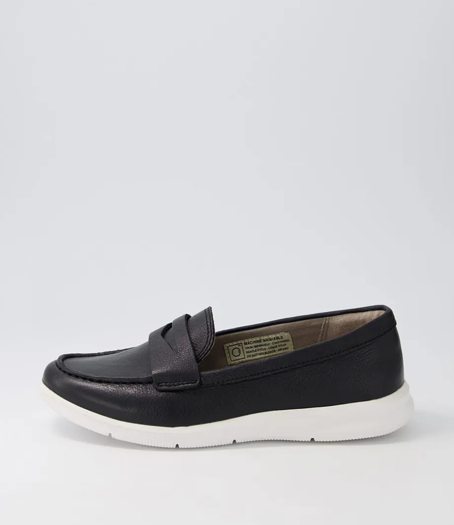 Ayva Washable Penny Black Leather Loafers