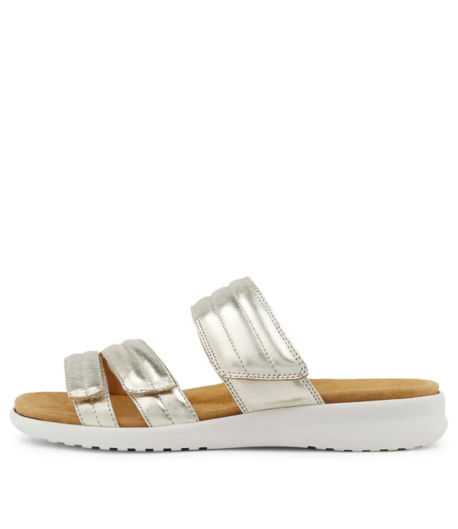 Barbra Xw Pale Gold Leather Sandals Ws
