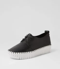 Batu Black White Leather Sneakers