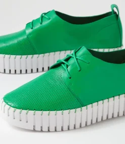 Batu Bright Emerald White Leather Sneakers