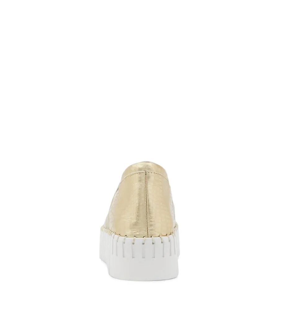 Becca Gold Croco Leather Sneakers Ws