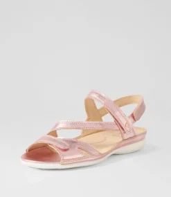 Belta W Rose Metallic Leather Sandals
