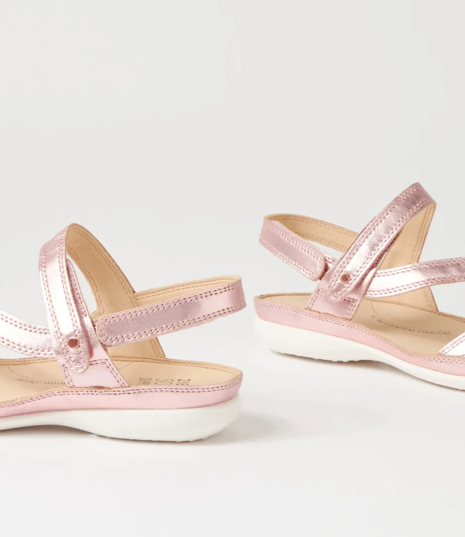 Belta W Rose Metallic Leather Sandals