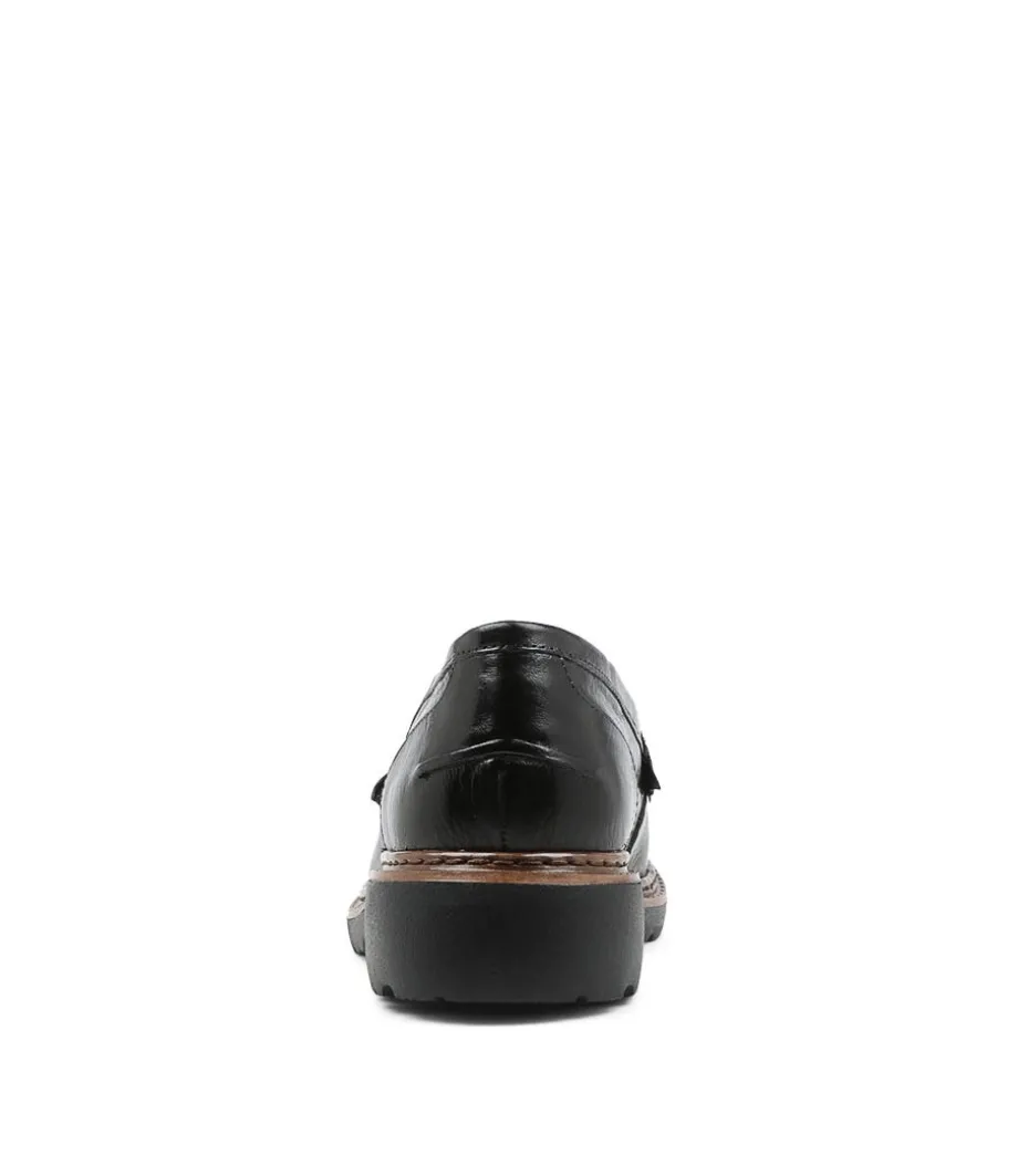 Benicio Black Leather Loafers