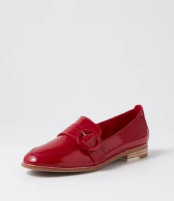Benza Dark Red Wrinkle Patent Loafers