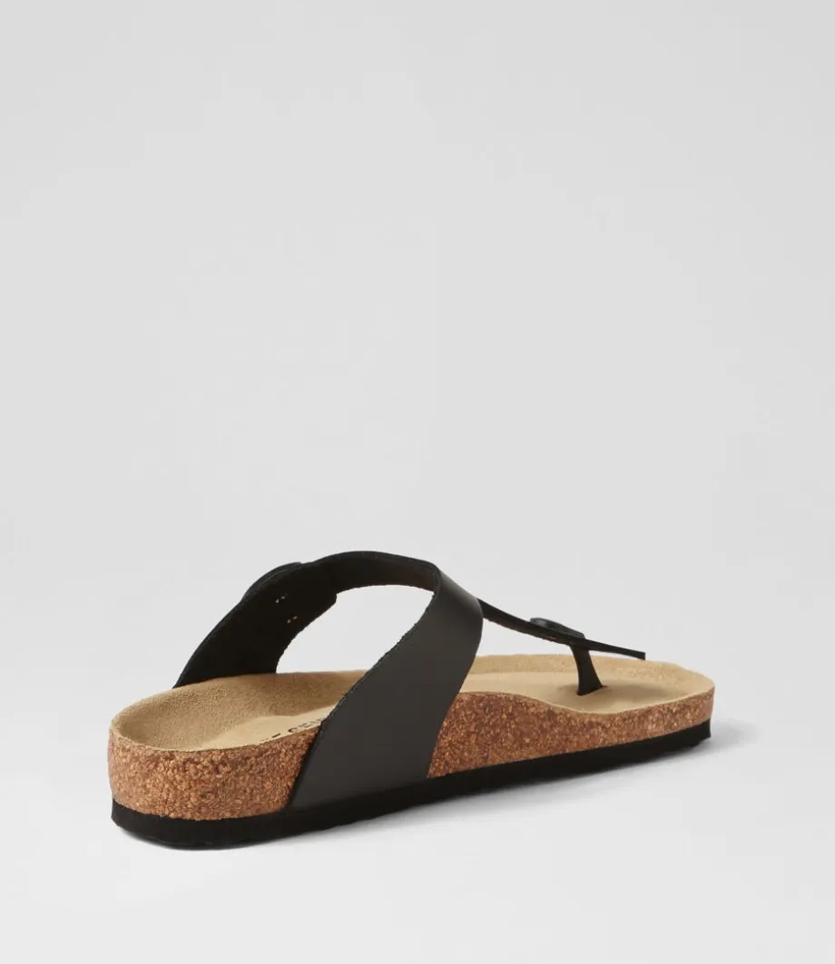 Bianca 02 Schwarz Leather Sandals