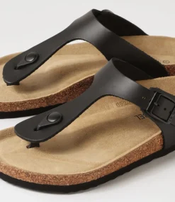 Bianca 02 Schwarz Leather Sandals