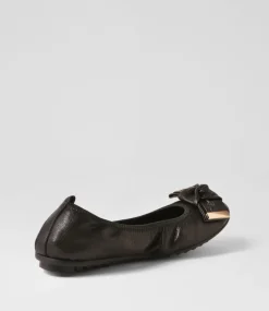Biddies Black Leather Flat Shoes