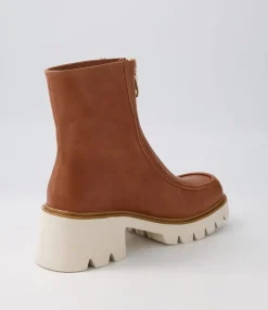 Bilbay Cognac Leather Ankle Boots