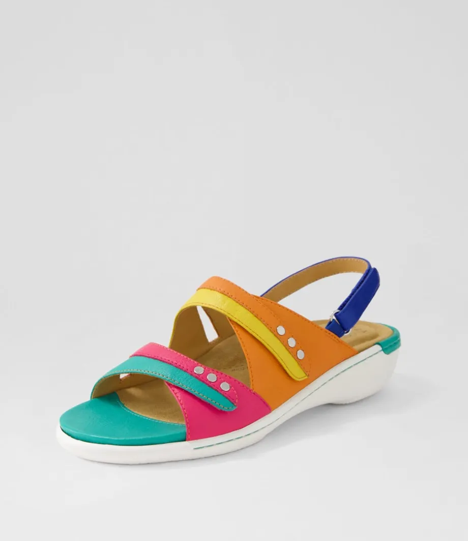 Bizzy W Bright Multi Leather Sandals