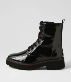 Bologna 13 Black Leather Lace Up Boots