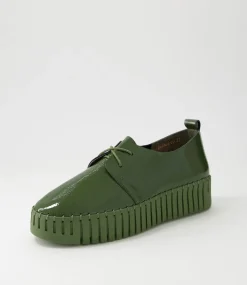 Brenda Khaki Patent Leather Sneakers