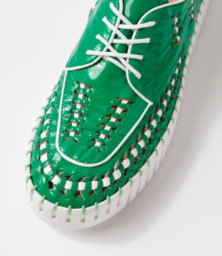 Brodies Emerald White Patent Leather Sneakers
