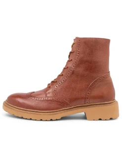 Buford Cognac Leather Lace Up Boots