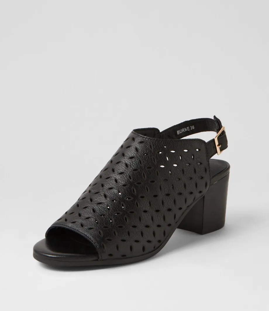 Burne Black Leather Sandals