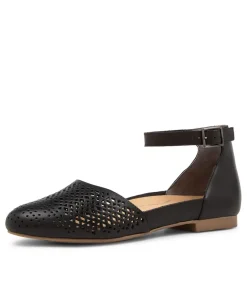 Camay Xf Black Leather Flat Shoes