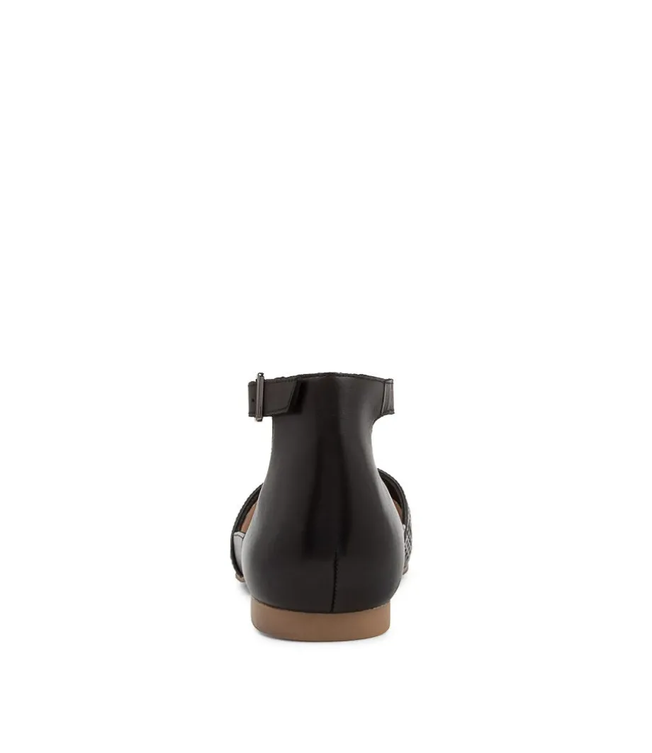 Camay Xf Black Leather Flat Shoes
