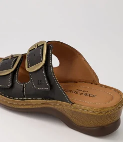 Catalonia 76 Schwartz Leather Slides