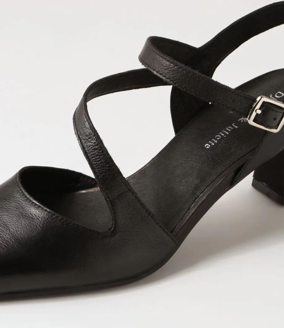Charissa Black Leather Heels