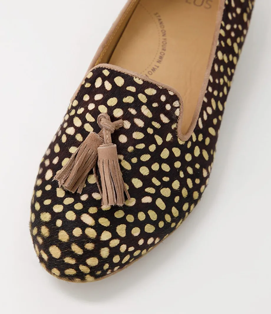 Charter Xf Tan Dot Leopard Choc Multi Flat Shoes