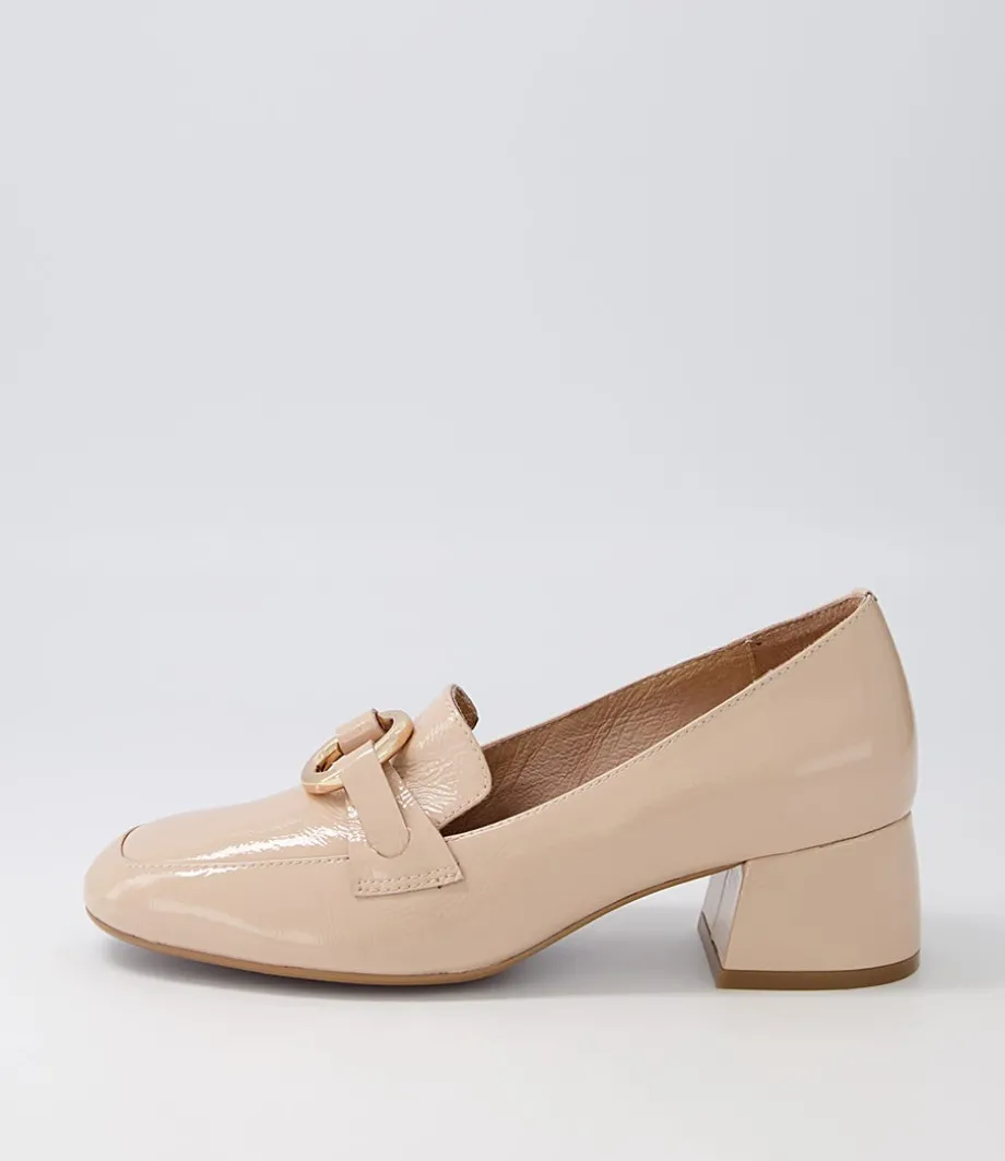 Comal Latte Patent Leather Heels