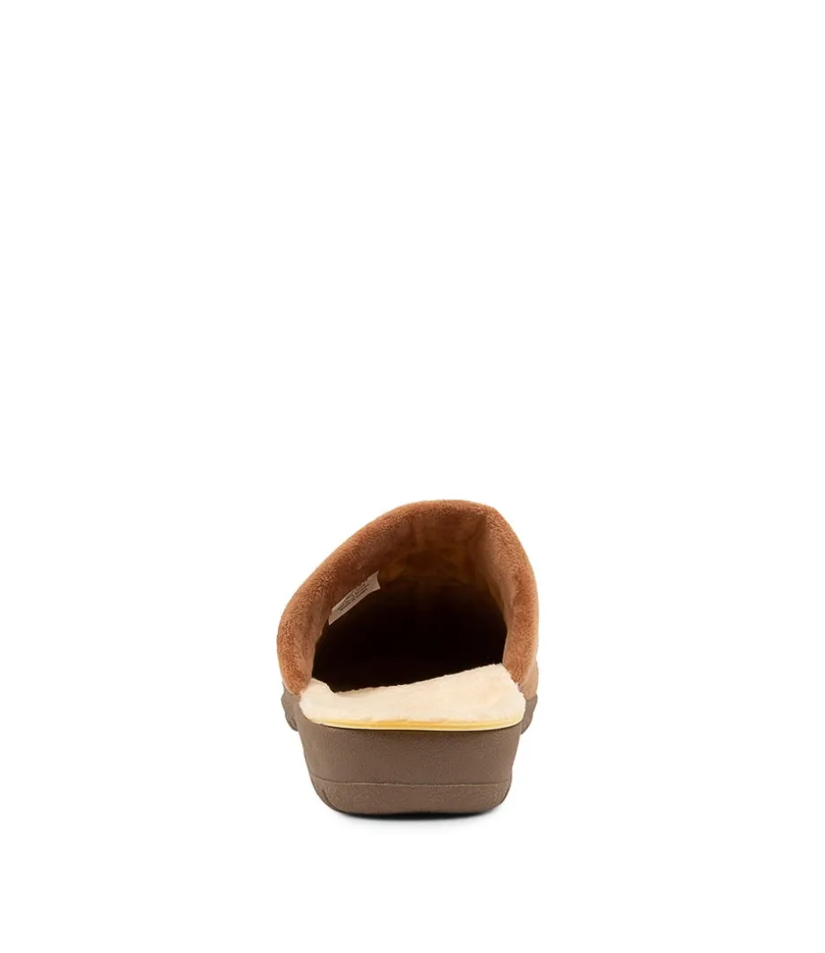 Comfy W Caramel Microsuede Slippers