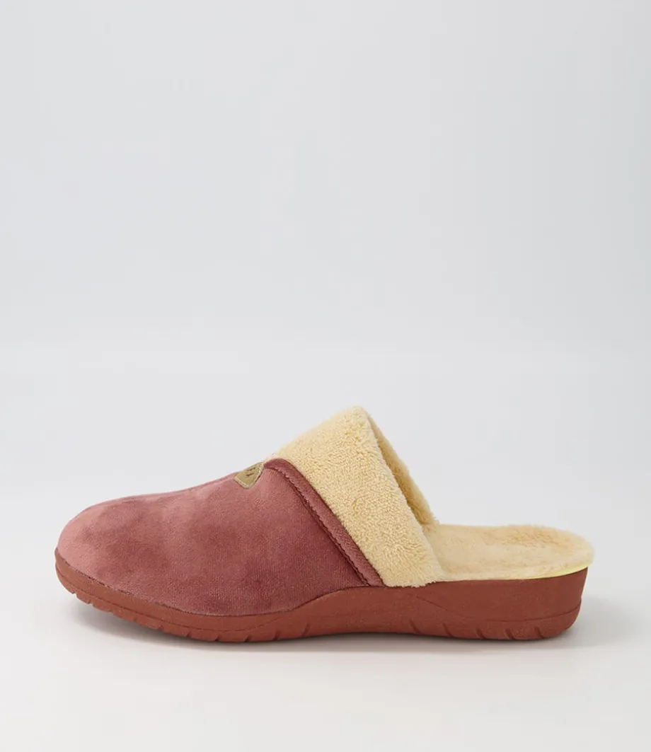 Comfy W Mink Beige Fur Microsuede Slippers