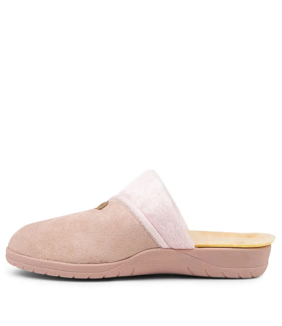 Comfy W Pale Pink Microsuede Slippers