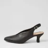 Congon Black Leather Heels