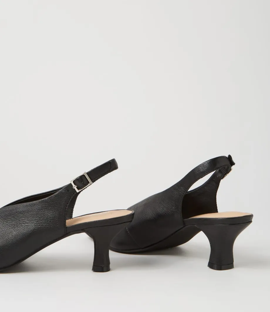 Congon Black Leather Heels