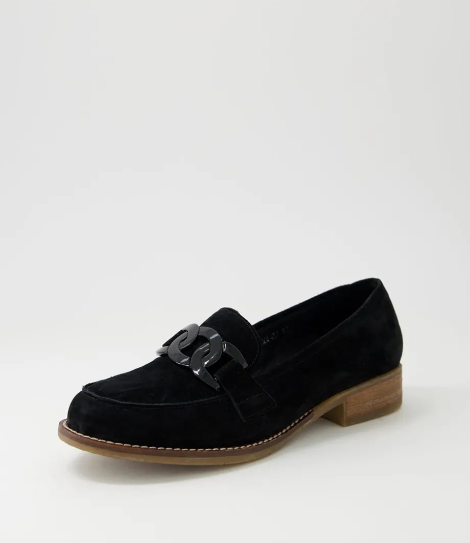 Corina Black Suede Loafers