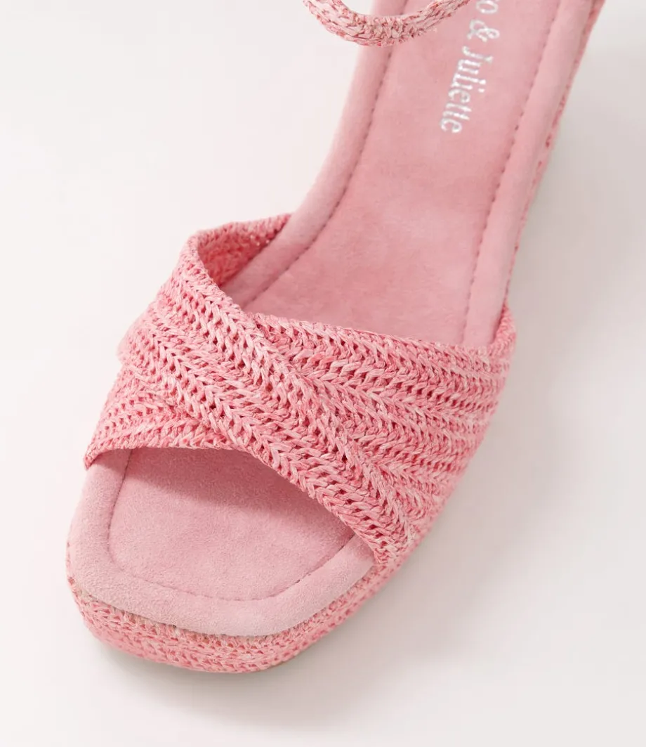 Cotton Pink Synthetic Raffia Sandals