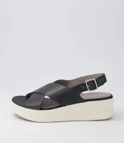 D Laudara B Black Leather Sandals