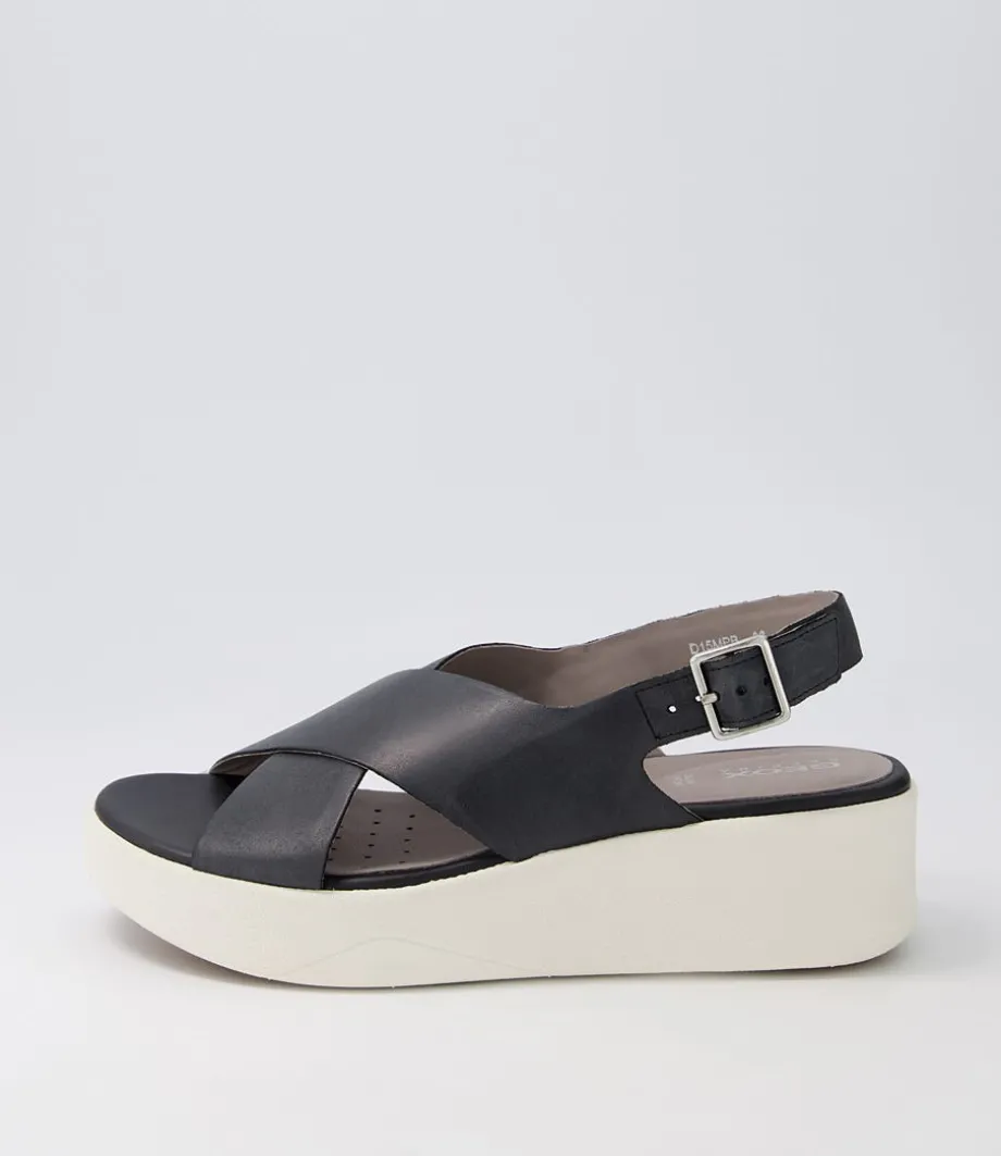 D Laudara B Black Leather Sandals