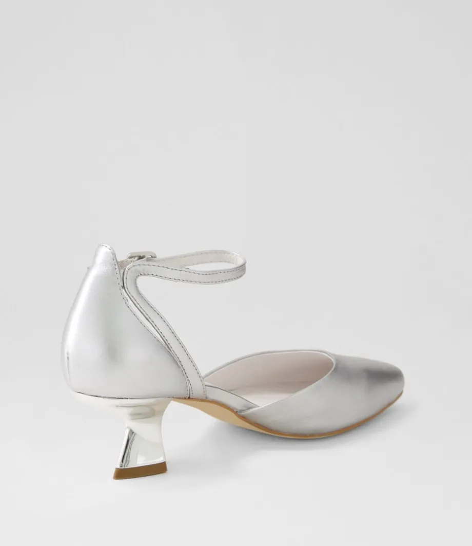Deone Silver Leather Heels