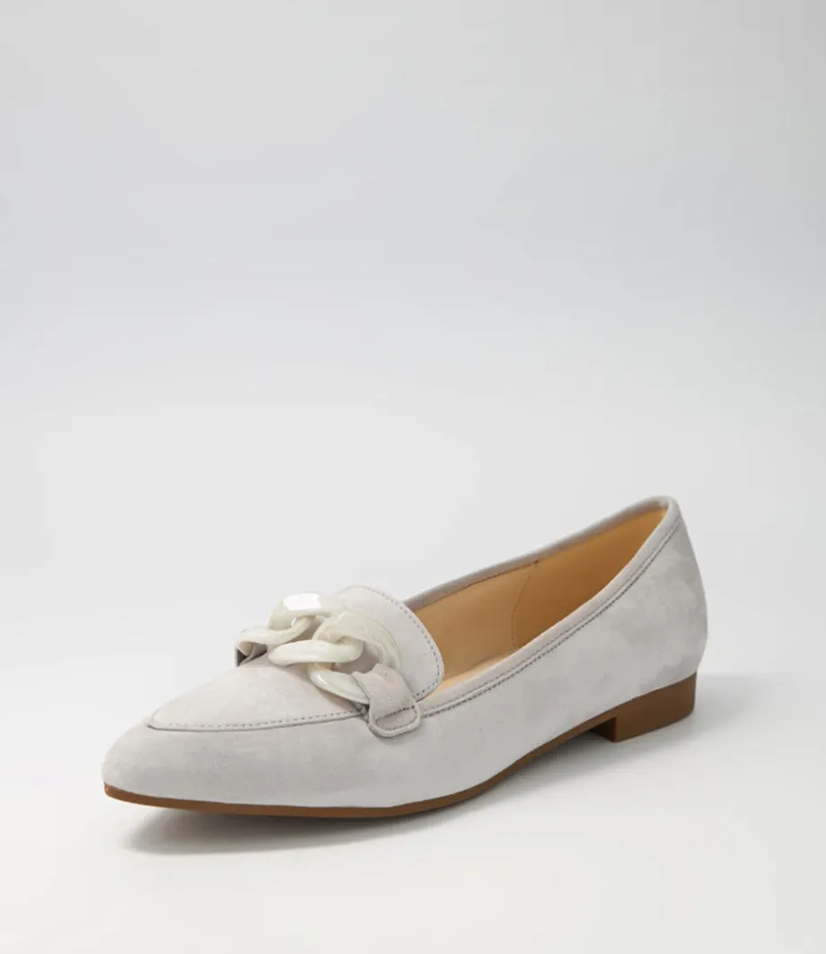 Diego Light Grey Leather Loafers
