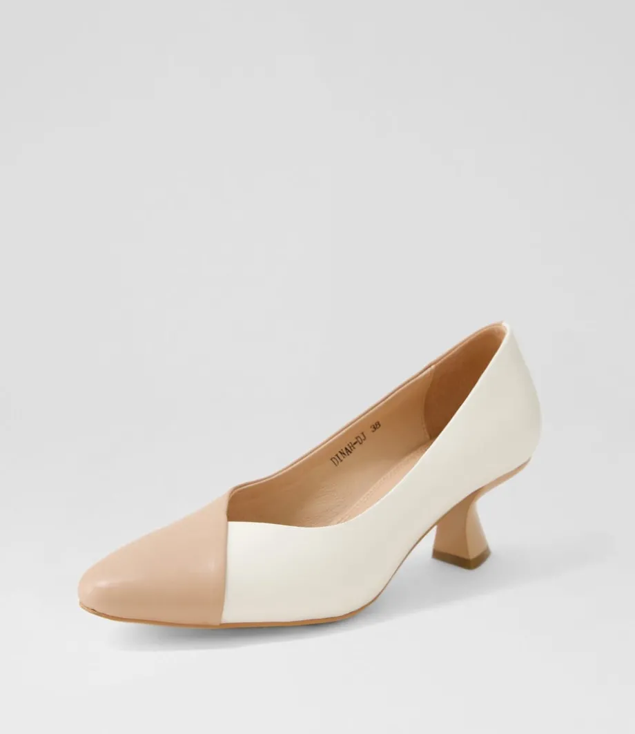 Dinah Dark Nude Ivory Leather Heels