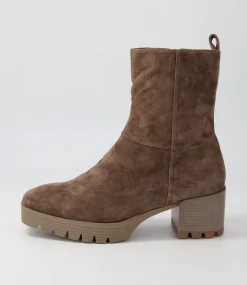 Dippy Dark Taupe Suede Ankle Boots