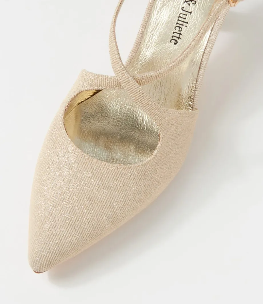 Electrik Pale Gold Sparkle Fabric Heels