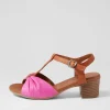 Emin Fuchsia Tan Leather Sandals