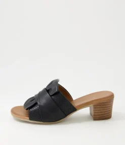 Enom Black Leather Sandals