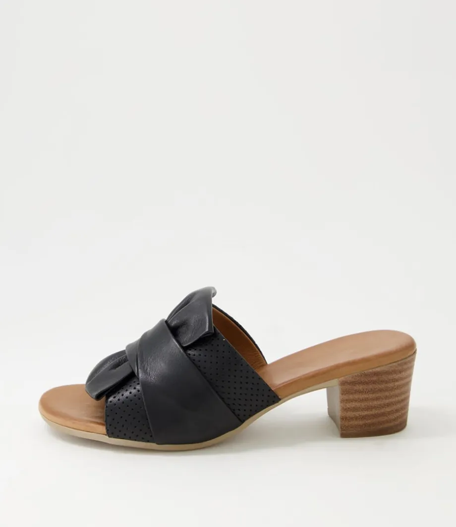 Enom Black Leather Sandals