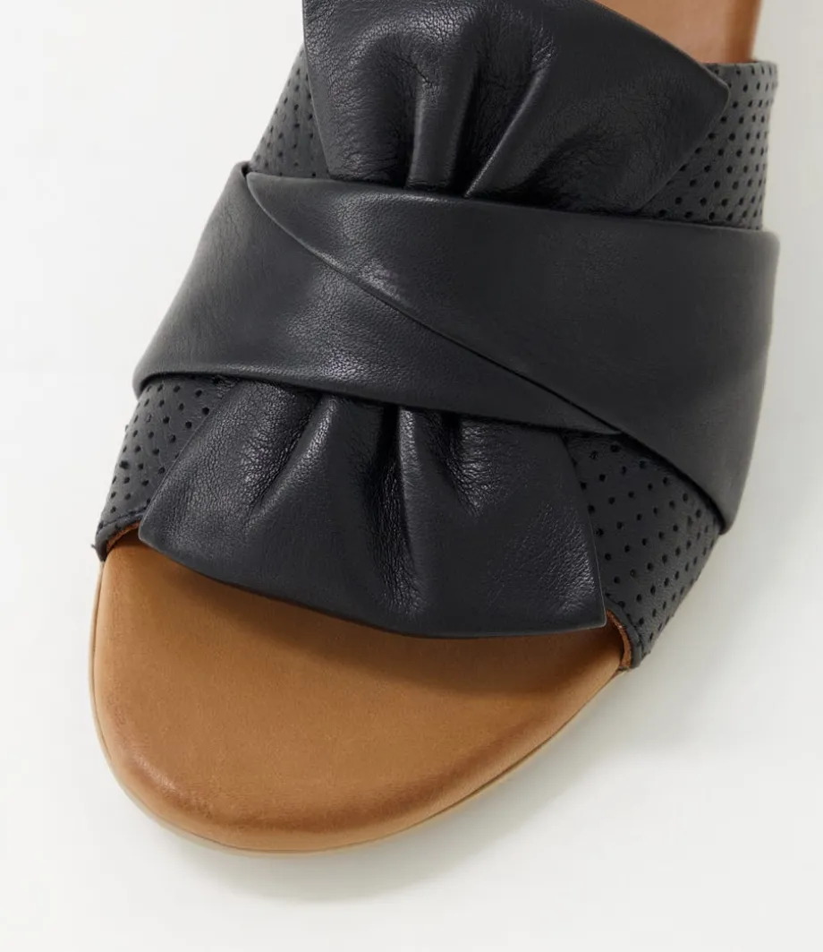 Enom Black Leather Sandals