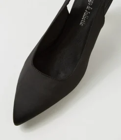 Espen Black Satin Heels
